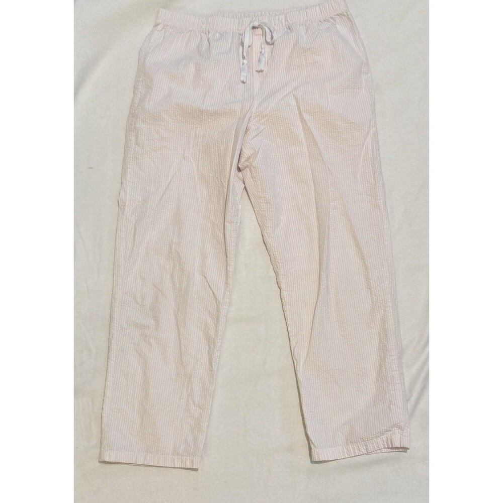 Calvin Klein Sleepwear pink white striped sleep pajama pants  size L Women